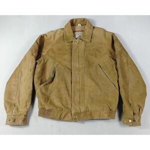 Vintage New Zealand Outback Leather Bomber Jacket L Mens Brown Cooper Collection